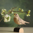 Carved Wooden Nightingale Thrush