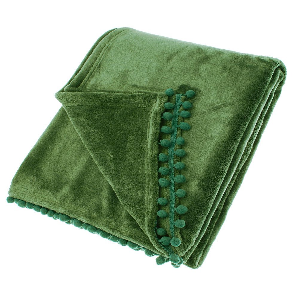 Cashmere Touch Fleece Throw, Dark Olive - Angela Reed - 