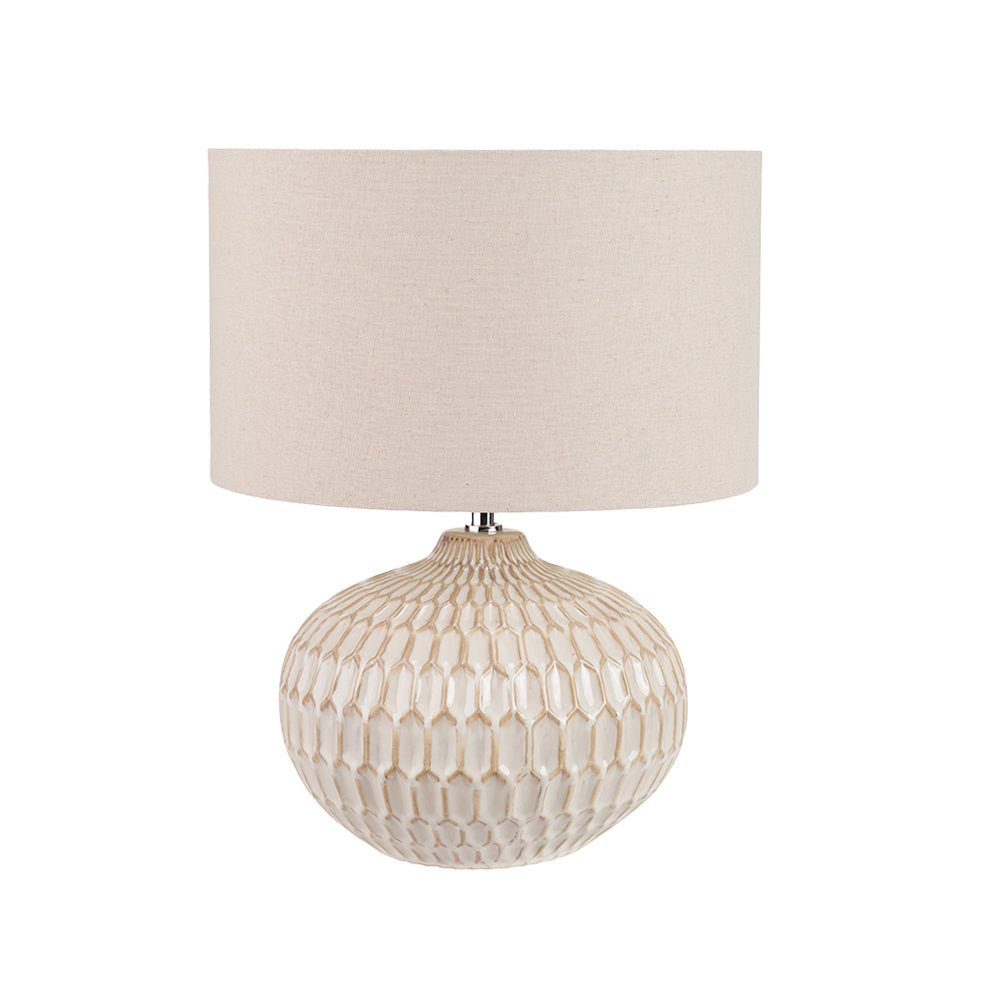 Cassius Warm White Textured Glazed Ceramic Table Lamp