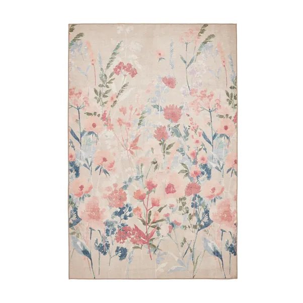 Catherine Lansfield Country Floral Rug, Natural 61 x 170cm,76 x 150cm,76 x 230cm,122 x 170cm,152 x 230cm