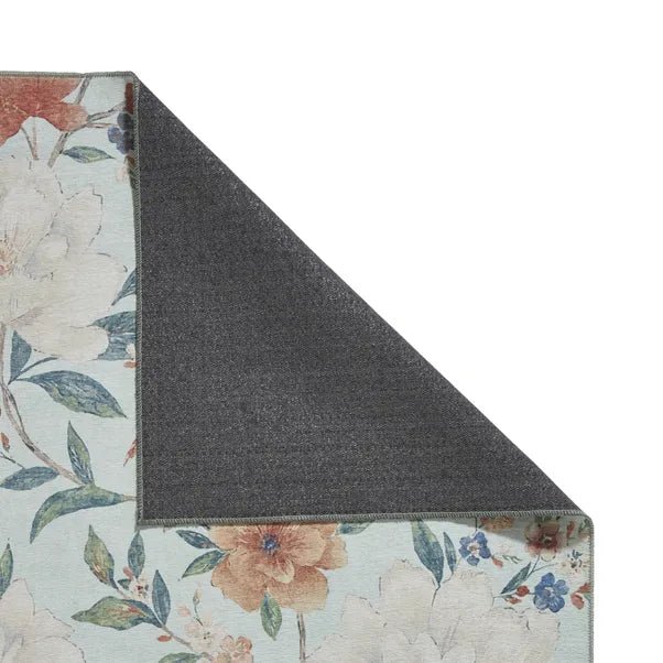 Catherine Lansfield Pippa Floral Rug, Blue 61 x 170cm,76 x 150cm,76 x 230cm,122 x 170cm,152 x 230cm