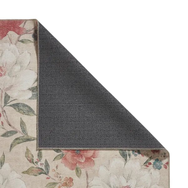 Catherine Lansfield Pippa Floral Rug, Natural 61 x 170cm,76 x 150cm,76 x 230cm,122 x 170cm,152 x 230cm