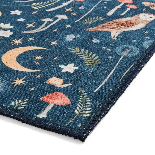 Catherine Lansfield Twilight Animals Rug, Blue 61 x 170cm,76 x 150cm,76 x 230cm,122 x 170cm,152 x 230cm