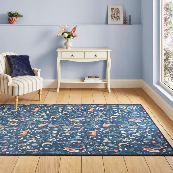 Catherine Lansfield Twilight Animals Rug, Blue 61 x 170cm,76 x 150cm,76 x 230cm,122 x 170cm,152 x 230cm