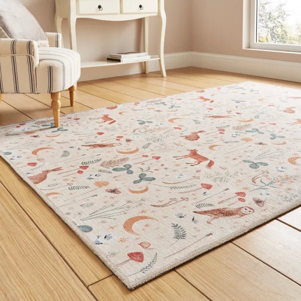 Catherine Lansfield Twilight Animals Rug, Natural 61 x 170cm,76 x 150cm,76 x 230cm,122 x 170cm,152 x 230cm