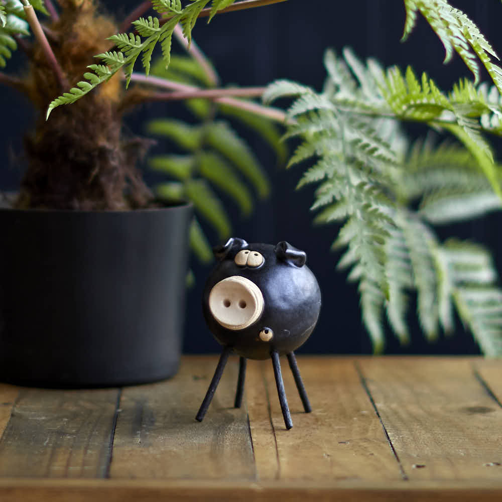 Ceramic Black Pig