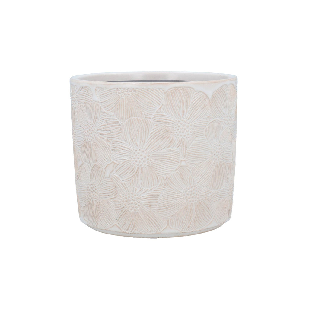 Ceramic Plant Pot, White Cosmos - Angela Reed - 