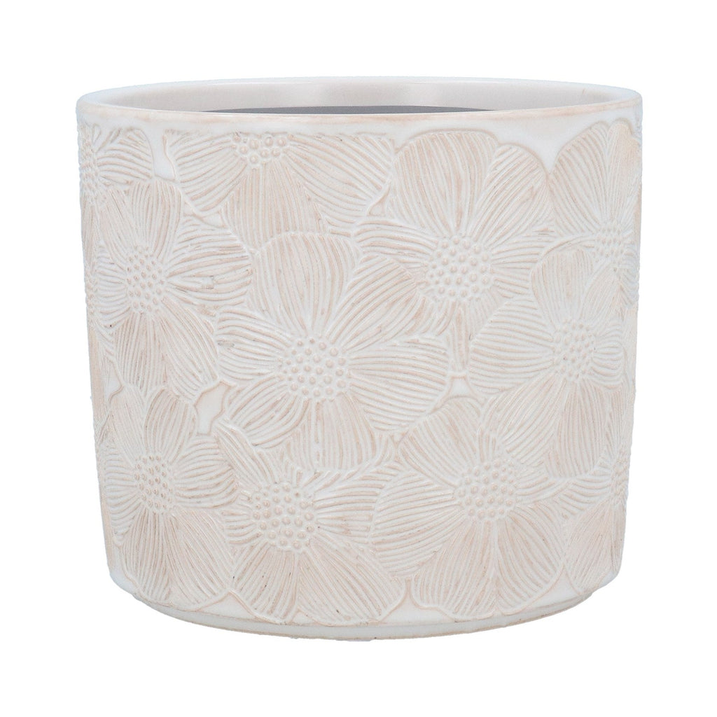 Ceramic Plant Pot, White Cosmos - Angela Reed - 