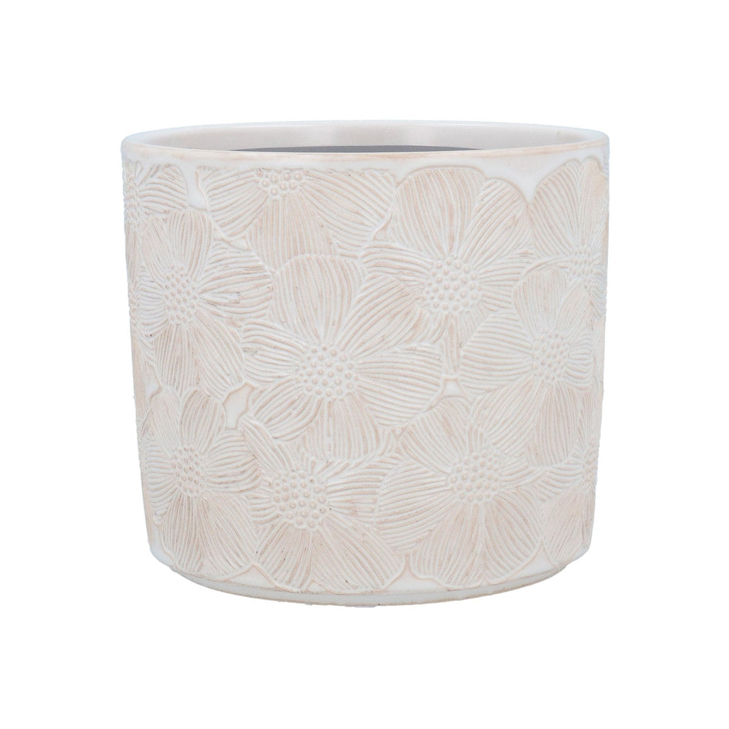 Ceramic Plant Pot, White Cosmos - Angela Reed - 