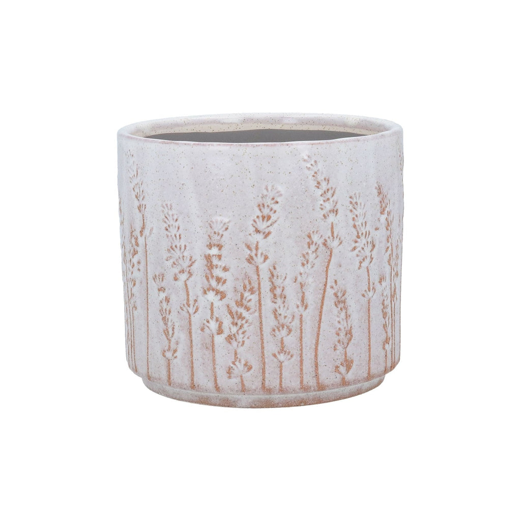 Ceramic Plant Pot, White Rustic Lavender - Angela Reed - 