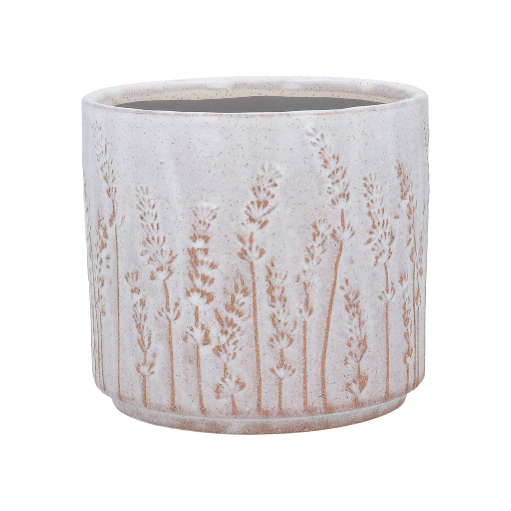 Ceramic Plant Pot, White Rustic Lavender - Angela Reed - 