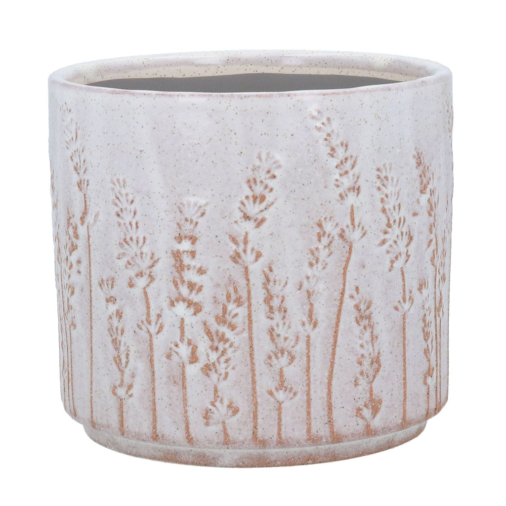 Ceramic Plant Pot, White Rustic Lavender - Angela Reed - 