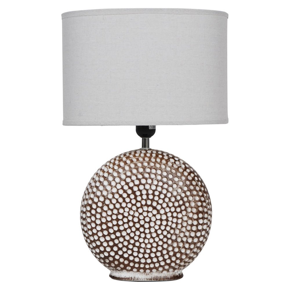 Chariot Ceramic Lamp Base with Ivory Oval Drum Shade, Medium