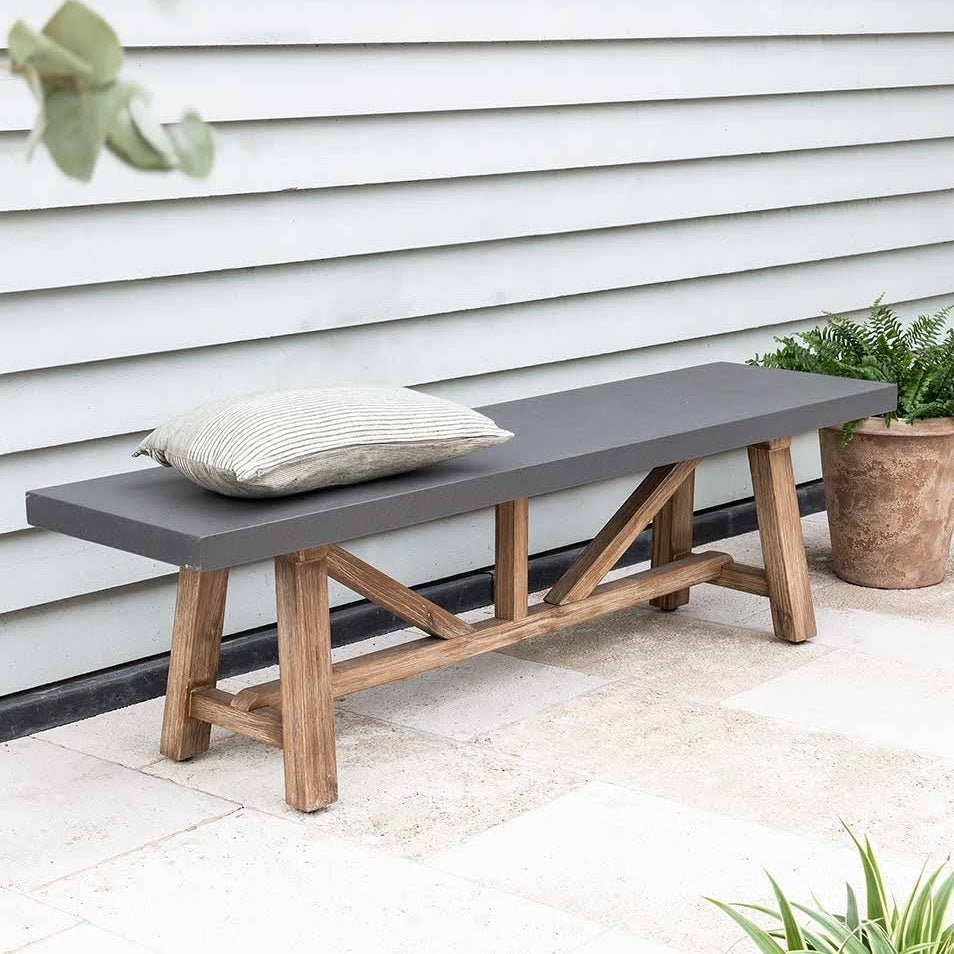 Chilford Dining Bench, Grey Slate Medium,Large