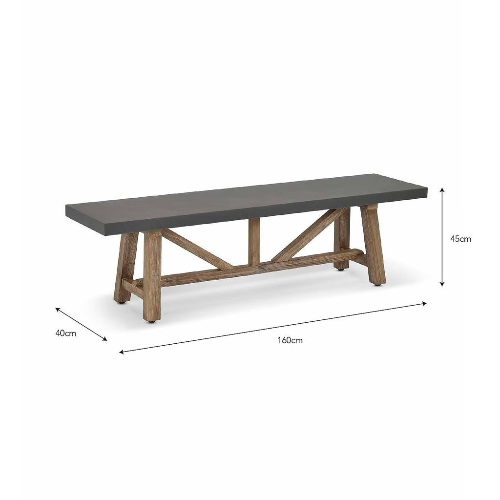 Chilford Dining Bench, Grey Slate Medium,Large