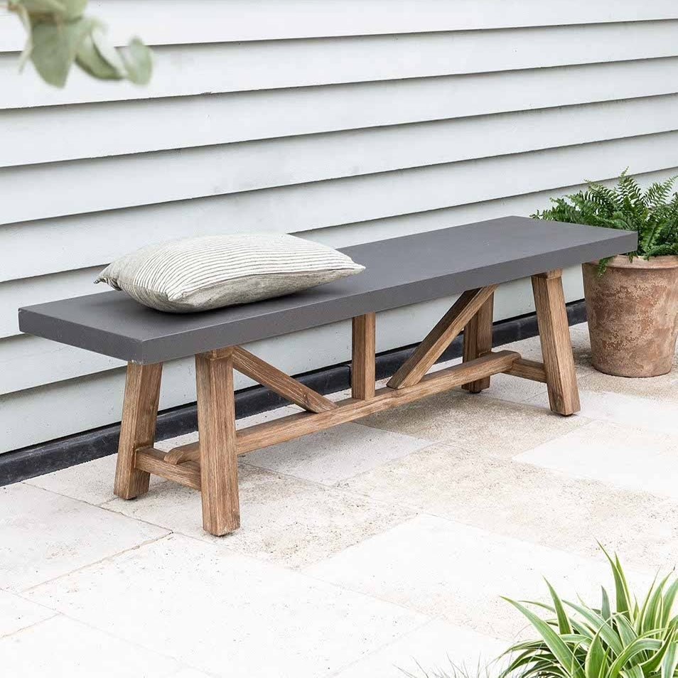 Chilford Dining Bench, Grey Slate Medium,Large