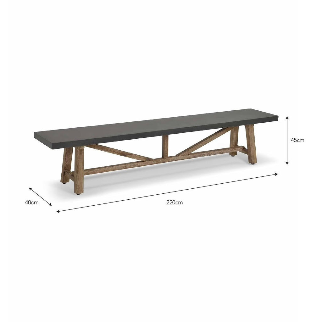 Chilford Dining Bench, Grey Slate Medium,Large