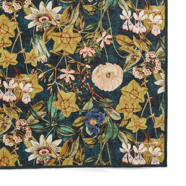 Clarke & Clarke Passiflora Washable, Forest 76 x 150cm,120 x 170cm,152 x 230,185 x 290cm,61 x 230cm runner