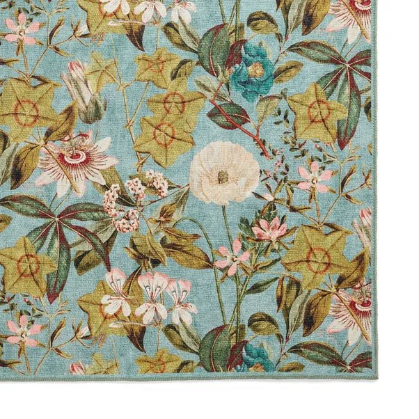 Clarke & Clarke Passiflora Washable, Mineral 76 x 150cm,120 x 170cm,152 x 230,185 x 290cm,61 x 230cm runner