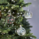 Clear Glass Bauble with Robins and Holly - Angela Reed - Christmas Decorations