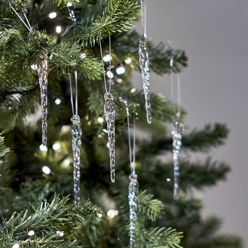 Clear Twist Icicles, Box of 6 - Angela Reed - Christmas Decorations