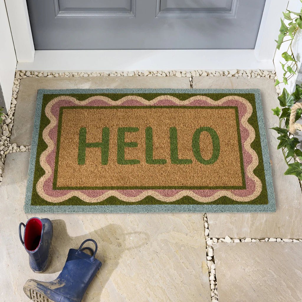 Coir Hello Scallop Door Mat - Angela Reed - 