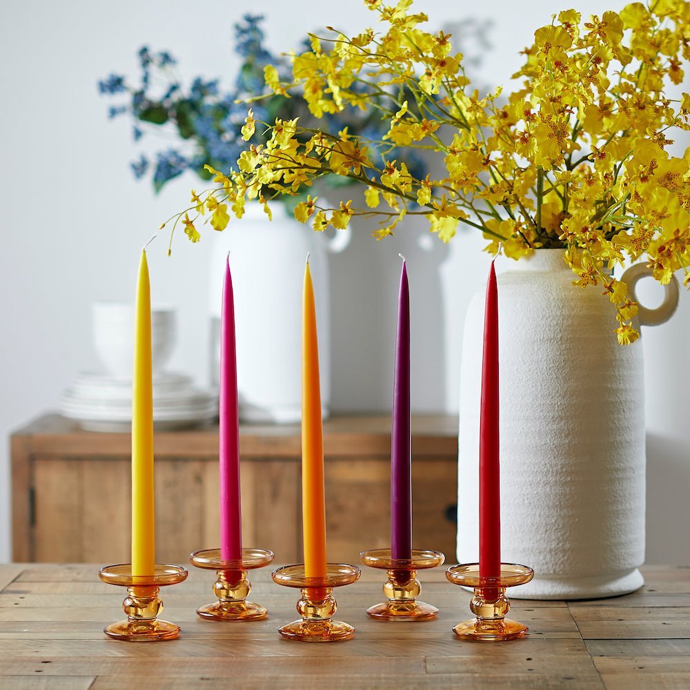 Colourful 45cm Taper Candles - 4 per gift box Winter Red,Cerise,Cobolt Blue,Turquoise,Lavender,Mint Green,Lime,Light Green,Rust,Yellow,Lemon Yellow,Heather