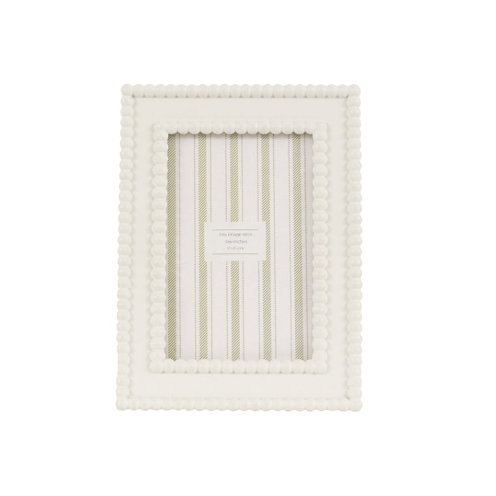 Cove Beaded Photo Frame, White 6 x 4"