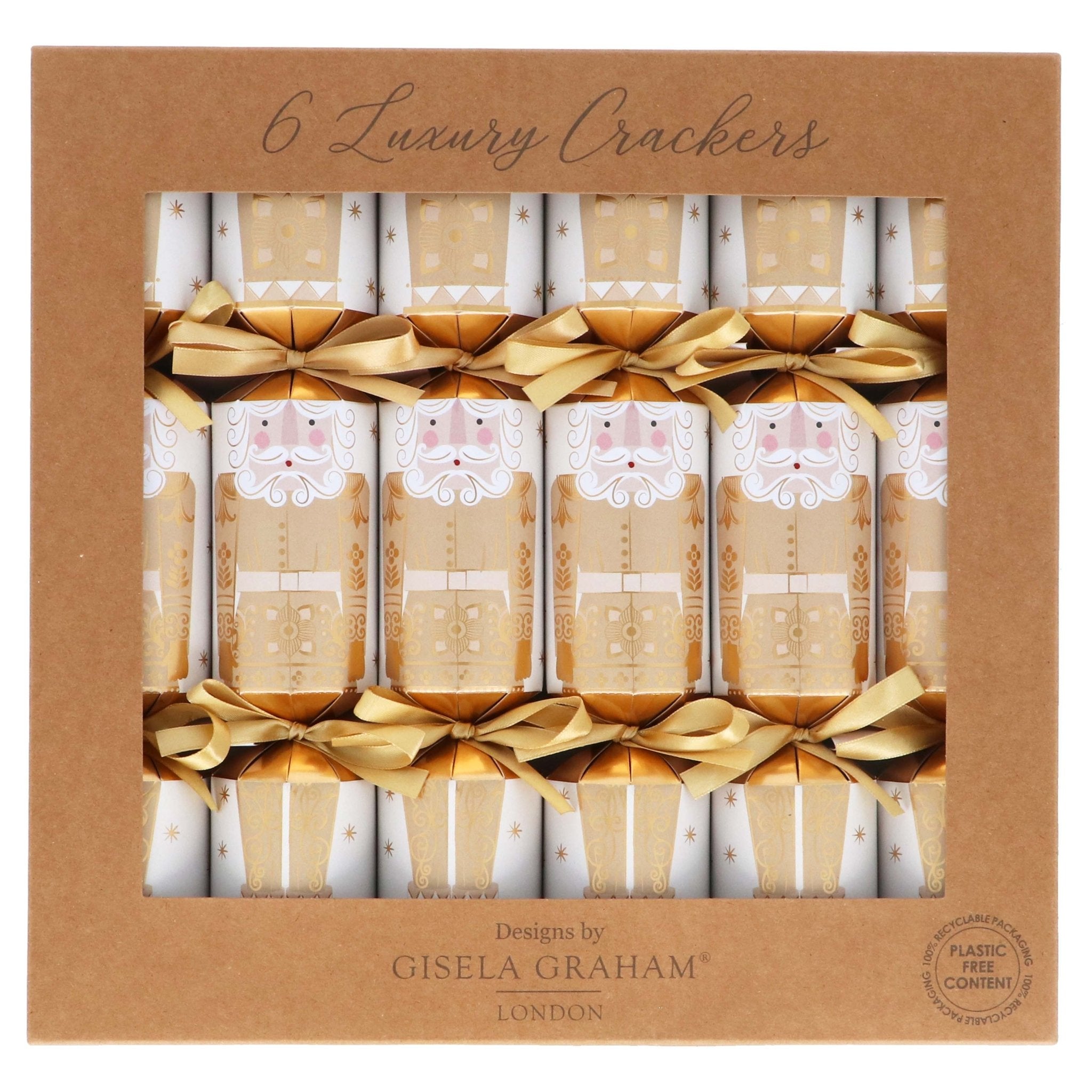 Cream & Gold Nutcracker Crackers, Box of 6