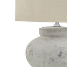 Darcy Antique White Squat Table Lamp With Linen Shade - Angela Reed - 