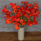 Dark Orange Poppy Spray, 3 Flowers,