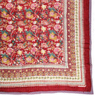 Dark Red, Green and Mustard Floral Print Cotton Bedspread - Angela Reed - 