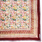 Dark Red, Green and Mustard Floral Print Cotton Bedspread - Angela Reed - 