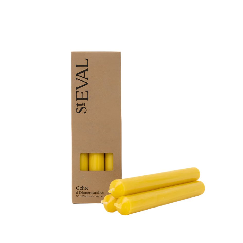 Dinner Candles, Pack of 6, Ochre