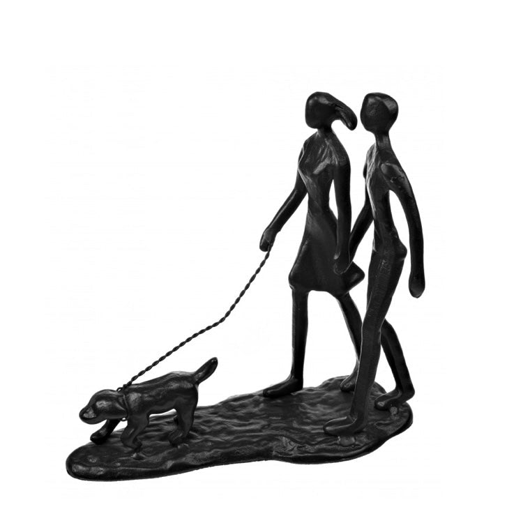 Dog Walking Couple Sculpture - Angela Reed - 