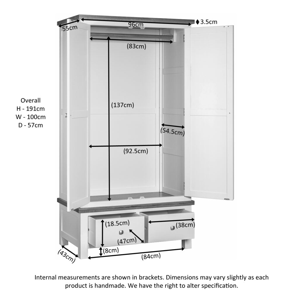 Dorset Double 2 Drawer Wardrobe - Angela Reed - 