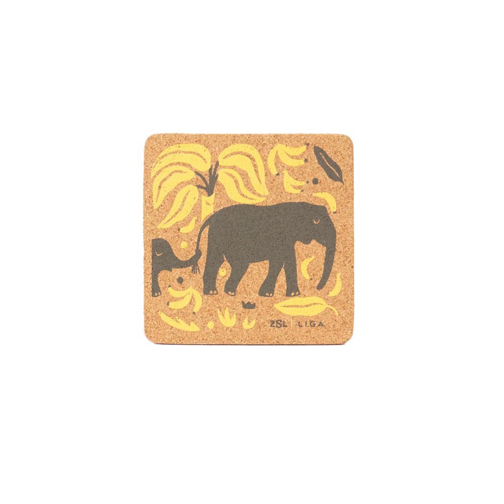 Elephant & Bananas Cork Coaster, Set of 4 - Angela Reed - 
