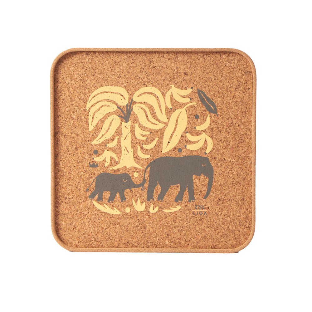 Elephant & Bananas Cork Tray - Angela Reed - 