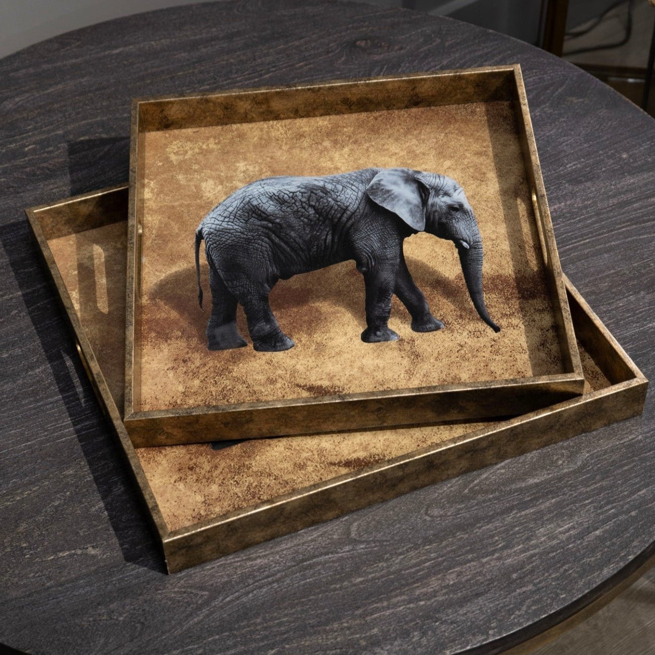 Elephant Decorative Set of 2 Nesting Trays