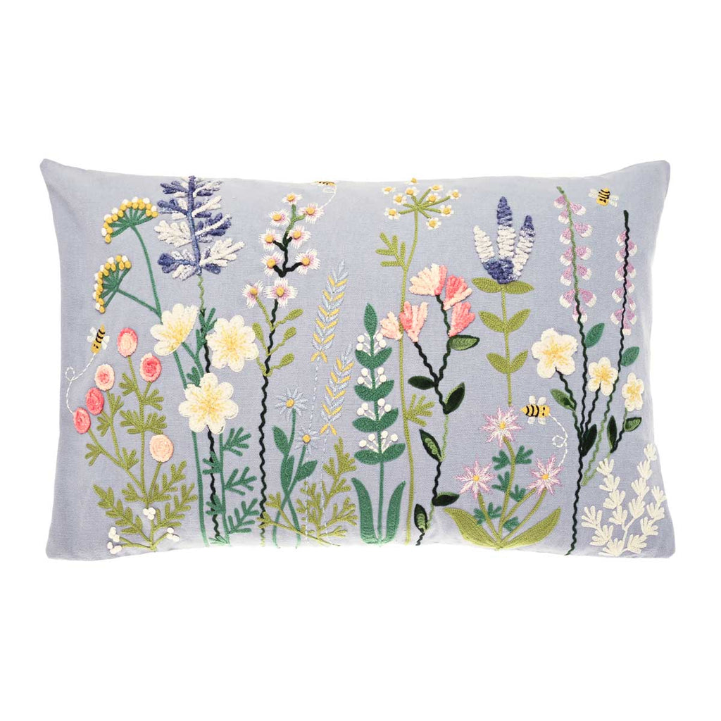 Embroidered Cosmos Cushion - Angela Reed - 