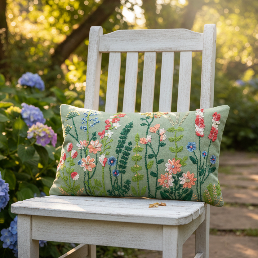 Embroidered Grasmere Cushion