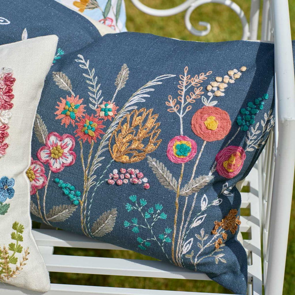 Embroidered Midnight Garden Cushion - Angela Reed - 