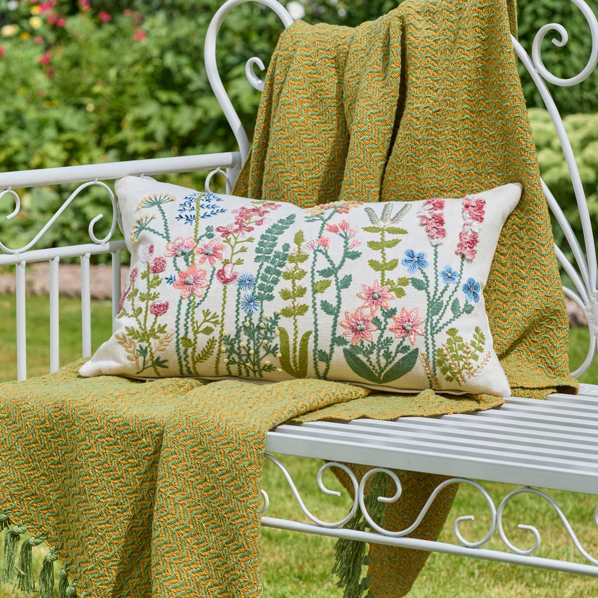 Embroidered Summertime Cushion