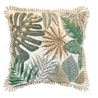 Embroidered Tropical Leaves Cushion