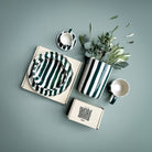 Espresso Striped Cups, Gentle Green