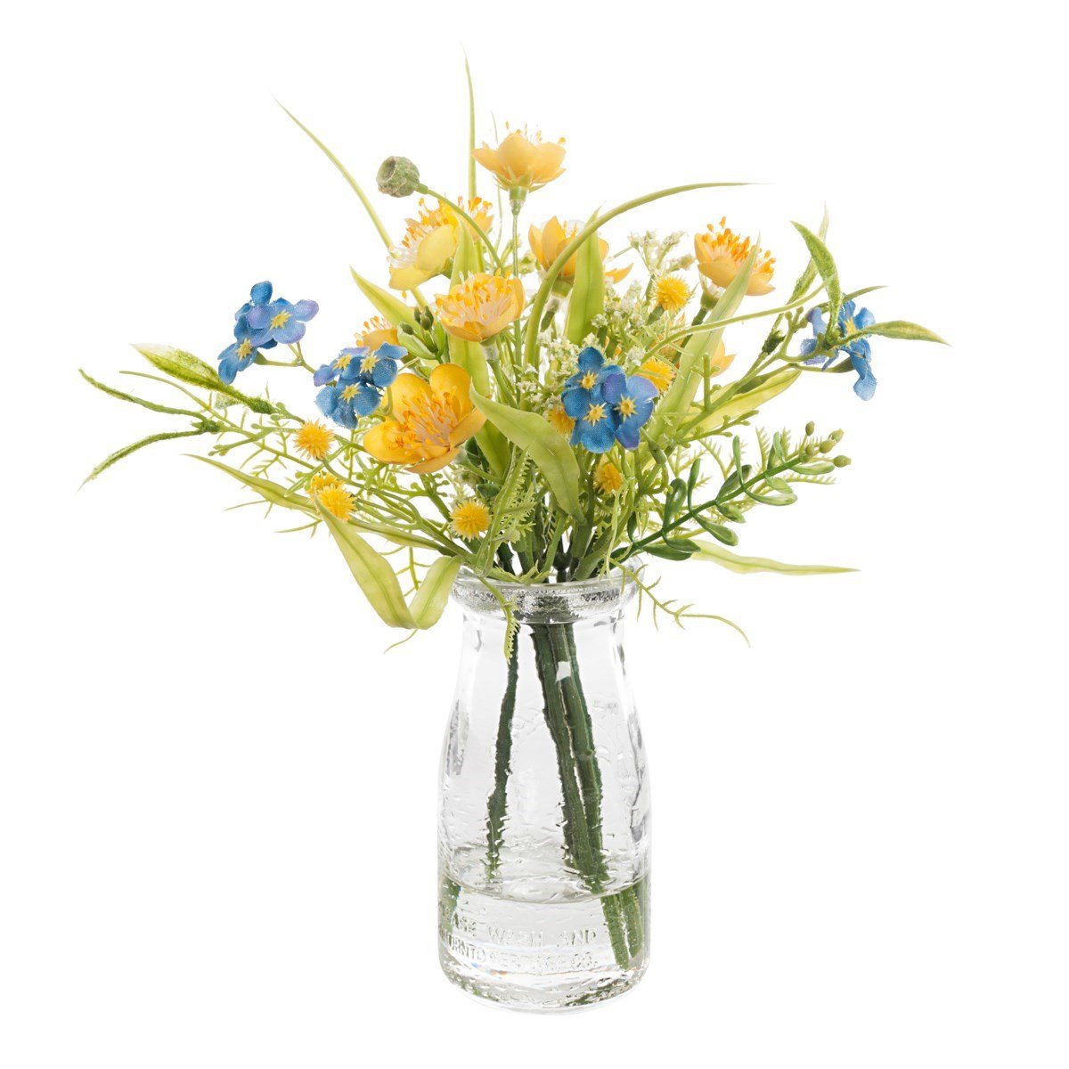 Faux Buttercup and Gyp in a Milk Bottle