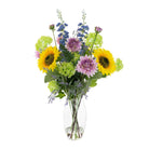 Faux Large Sunflower Mix in a Glass Vase