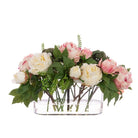 Faux Peony in Oblong Vase