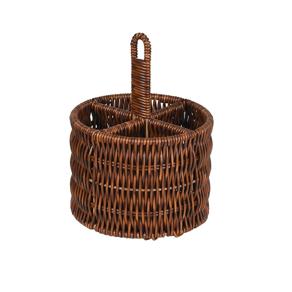 Faux Rattan Utensil Holder