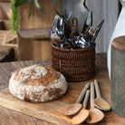 Faux Rattan Utensil Holder